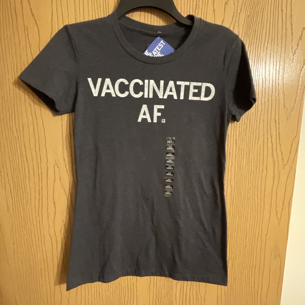 Women's Ray Gun Vaccinated AF Fitted T-Shirt Gray Size Small‎